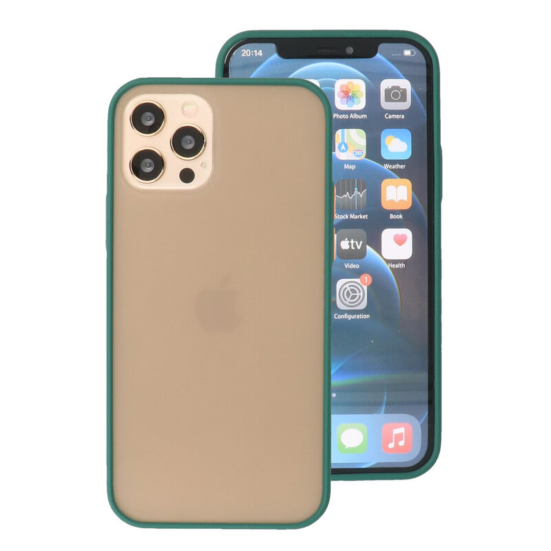 Custodia rigida con combinazione di colori per iPhone 12 - 12 Pro verde scuro