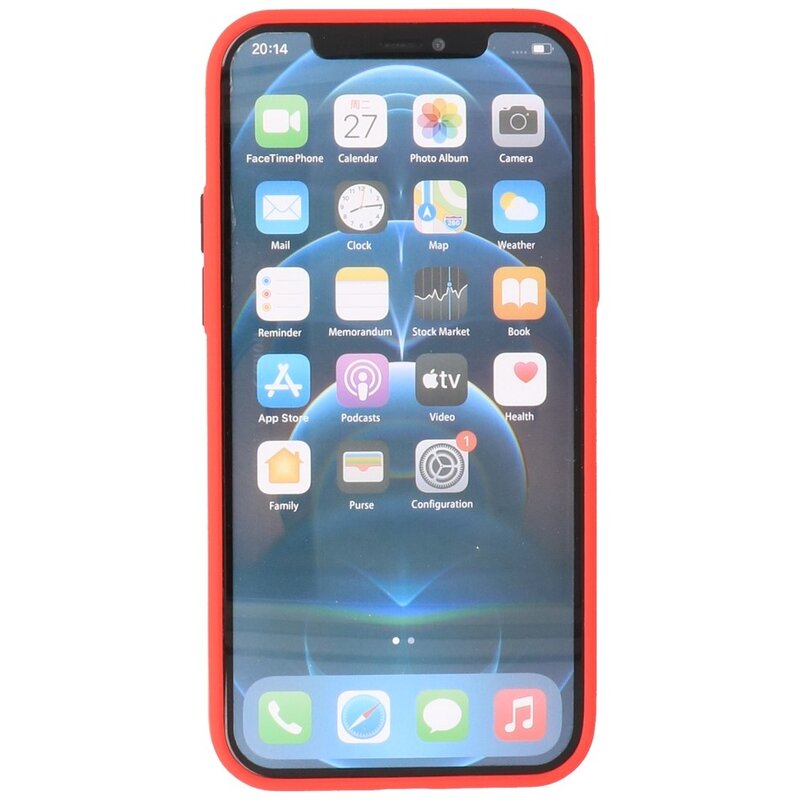 Estuche rígido con combinación de colores para iPhone 12 Pro Max Rojo