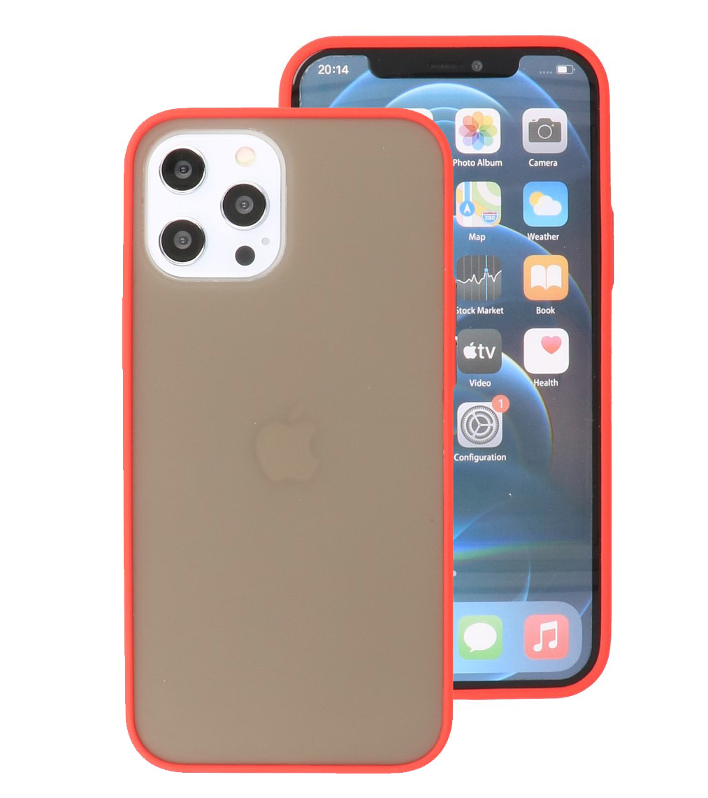 Estuche rígido con combinación de colores para iPhone 12 Pro Max Rojo