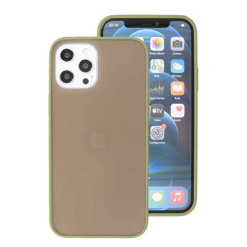 Estuche rígido con combinación de colores para iPhone 12 Pro Max Verde