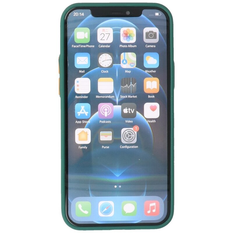 Custodia rigida con combinazione di colori per iPhone 12 Pro Max verde scuro