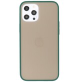 Estuche rígido con combinación de colores para iPhone 12 Pro Max Verde oscuro