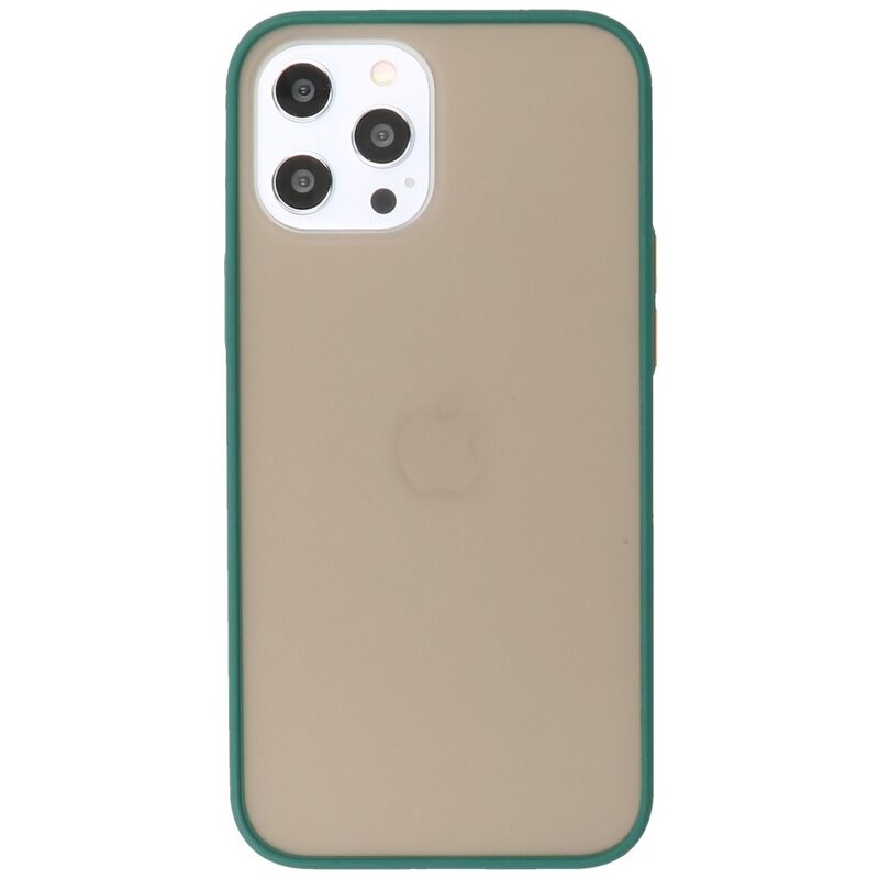 Custodia rigida con combinazione di colori per iPhone 12 Pro Max verde scuro