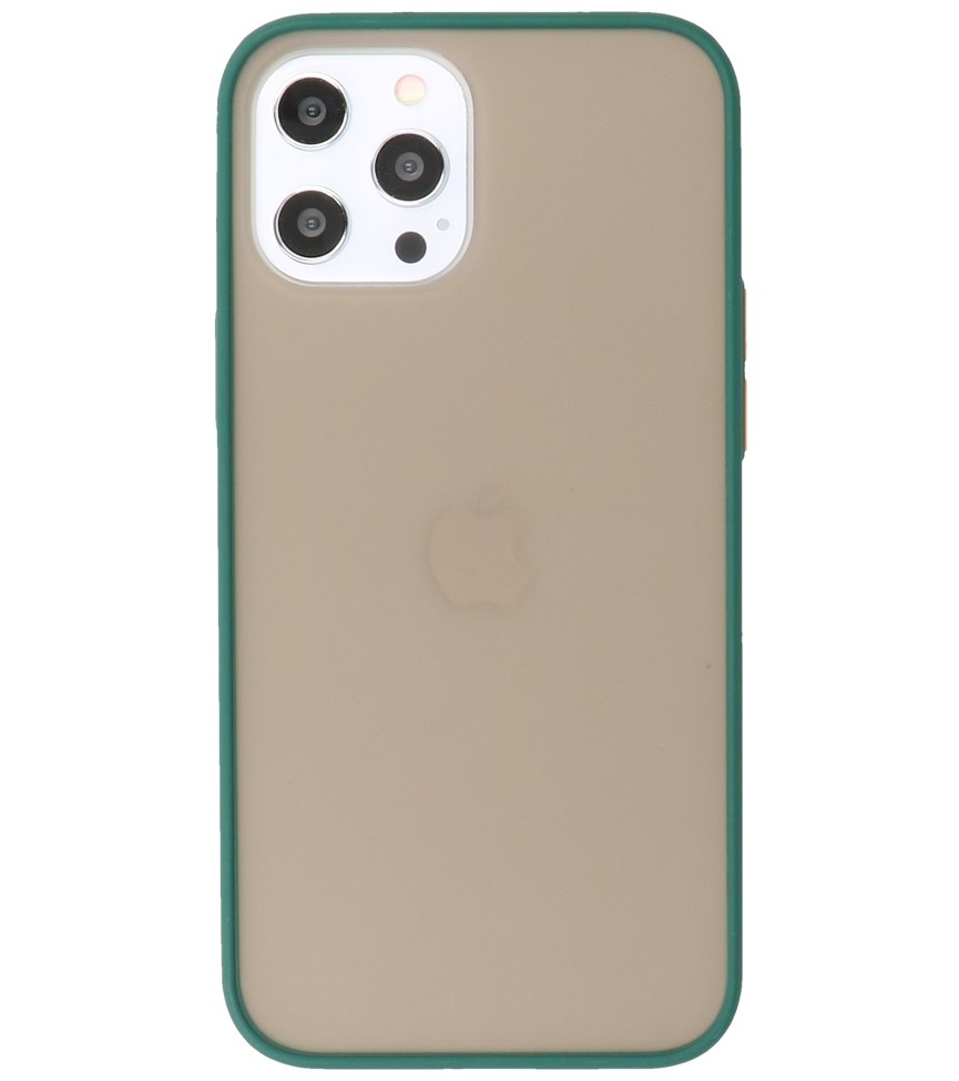 Custodia rigida con combinazione di colori per iPhone 12 Pro Max verde scuro