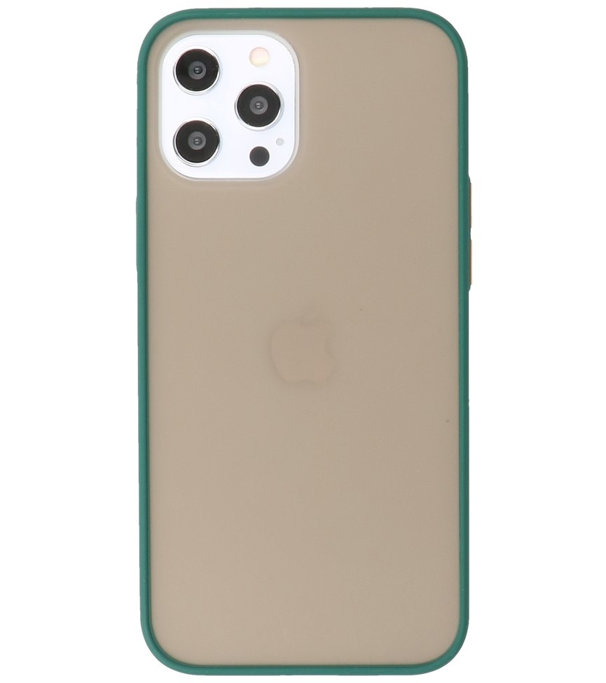 Estuche rígido con combinación de colores para iPhone 12 Pro Max Verde oscuro