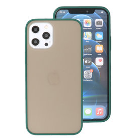 Custodia rigida con combinazione di colori per iPhone 12 Pro Max verde scuro