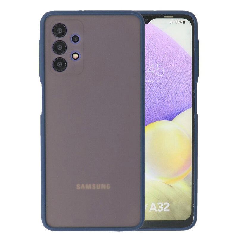 Custodia rigida con combinazione di colori per Samsung Galaxy A32 4G blu