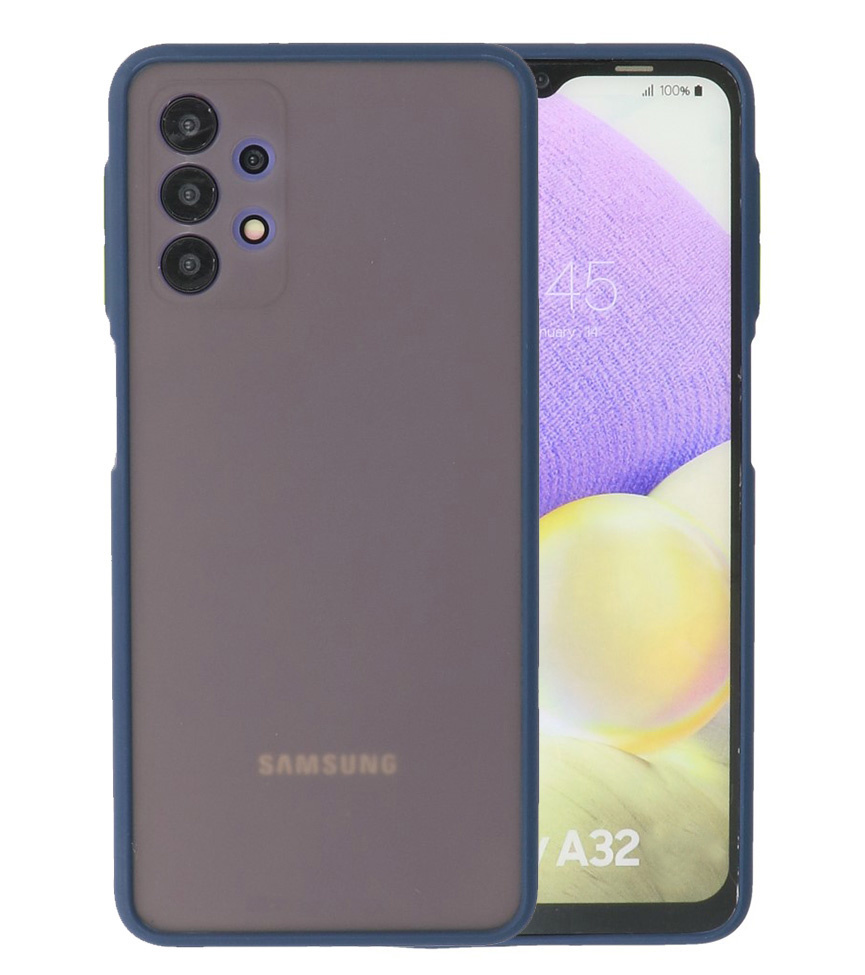 Custodia rigida con combinazione di colori per Samsung Galaxy A32 4G blu
