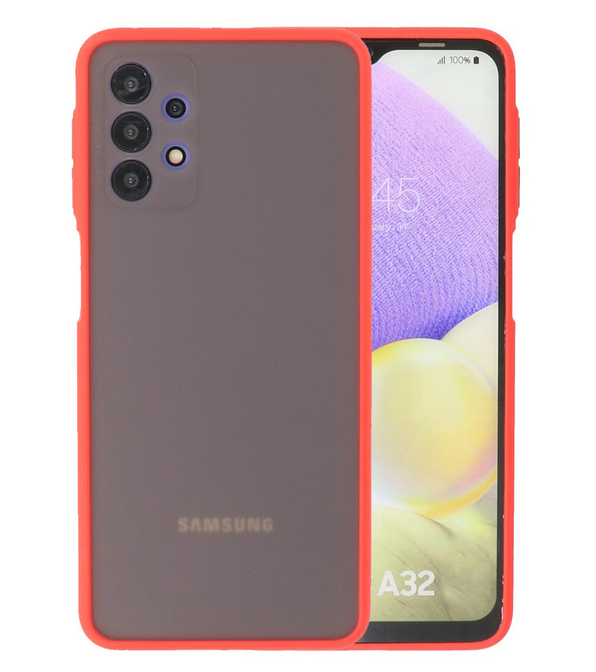 Estuche rígido con combinación de colores para Samsung Galaxy A32 4G Rojo