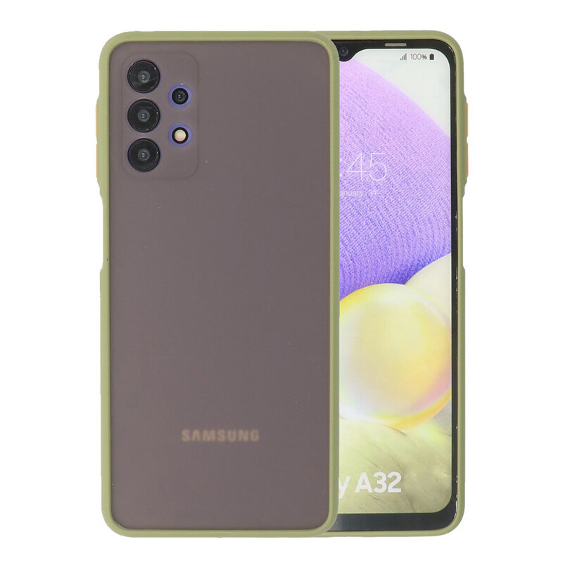 Custodia rigida con combinazione di colori per Samsung Galaxy A32 4G Verde
