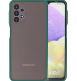 Estuche rígido con combinación de colores para Samsung Galaxy A32 4G Verde oscuro