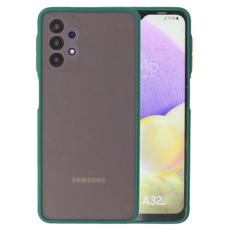Custodia rigida con combinazione di colori per Samsung Galaxy A32 4G verde scuro