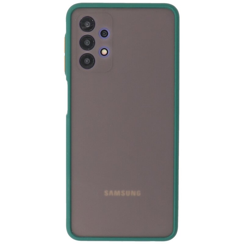 Custodia rigida con combinazione di colori per Samsung Galaxy A32 4G verde scuro