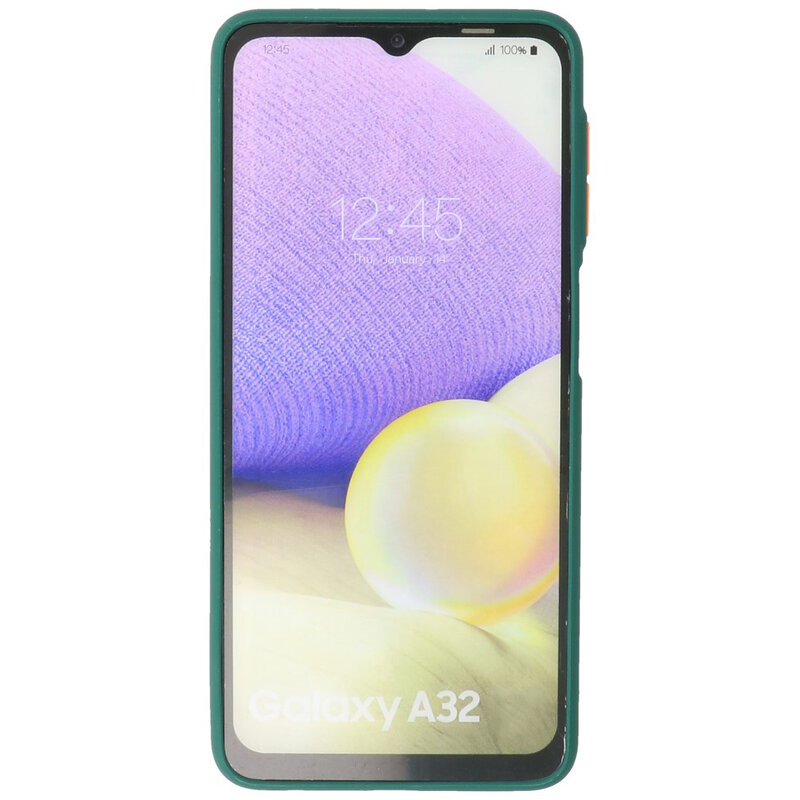 Custodia rigida con combinazione di colori per Samsung Galaxy A32 4G verde scuro