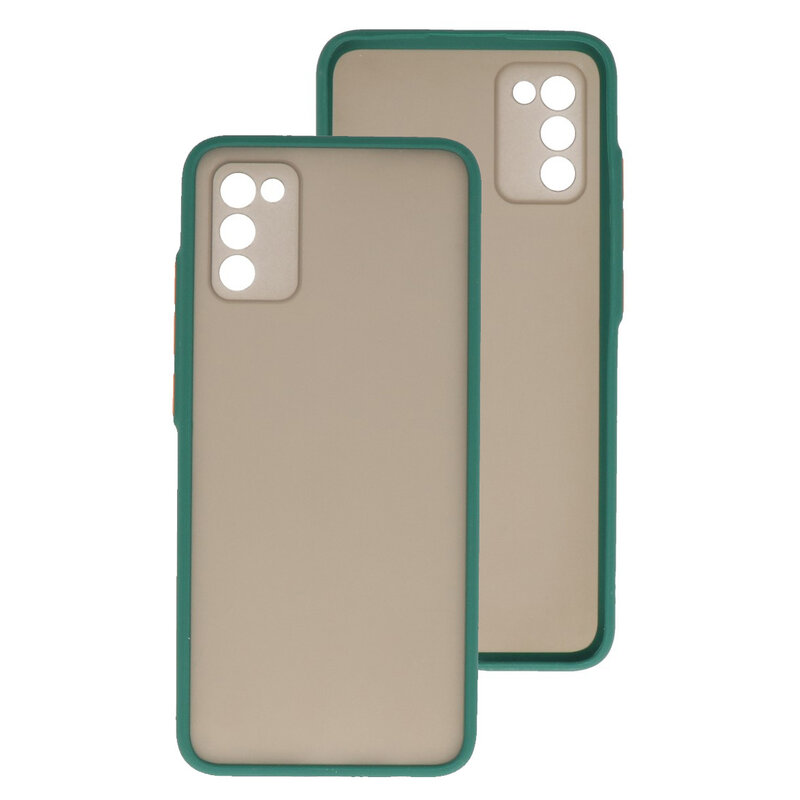 Custodia rigida con combinazione di colori per Samsung Galaxy A02s verde scuro