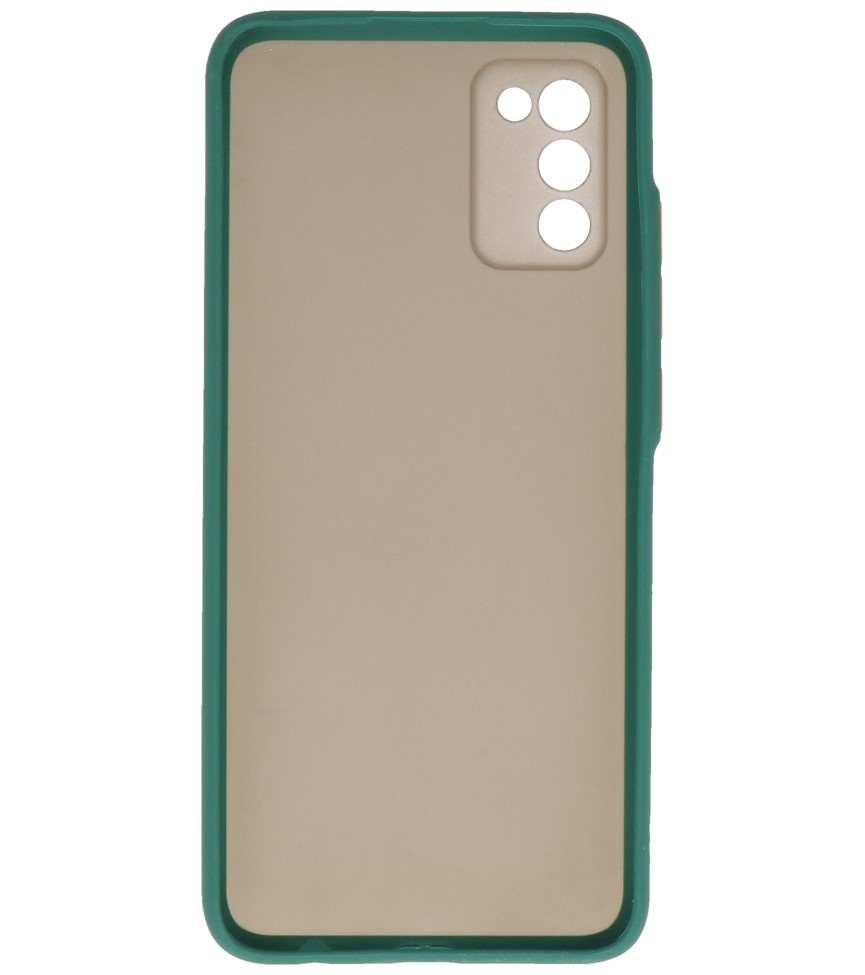 Estuche rígido con combinación de colores para Samsung Galaxy A02s Verde oscuro
