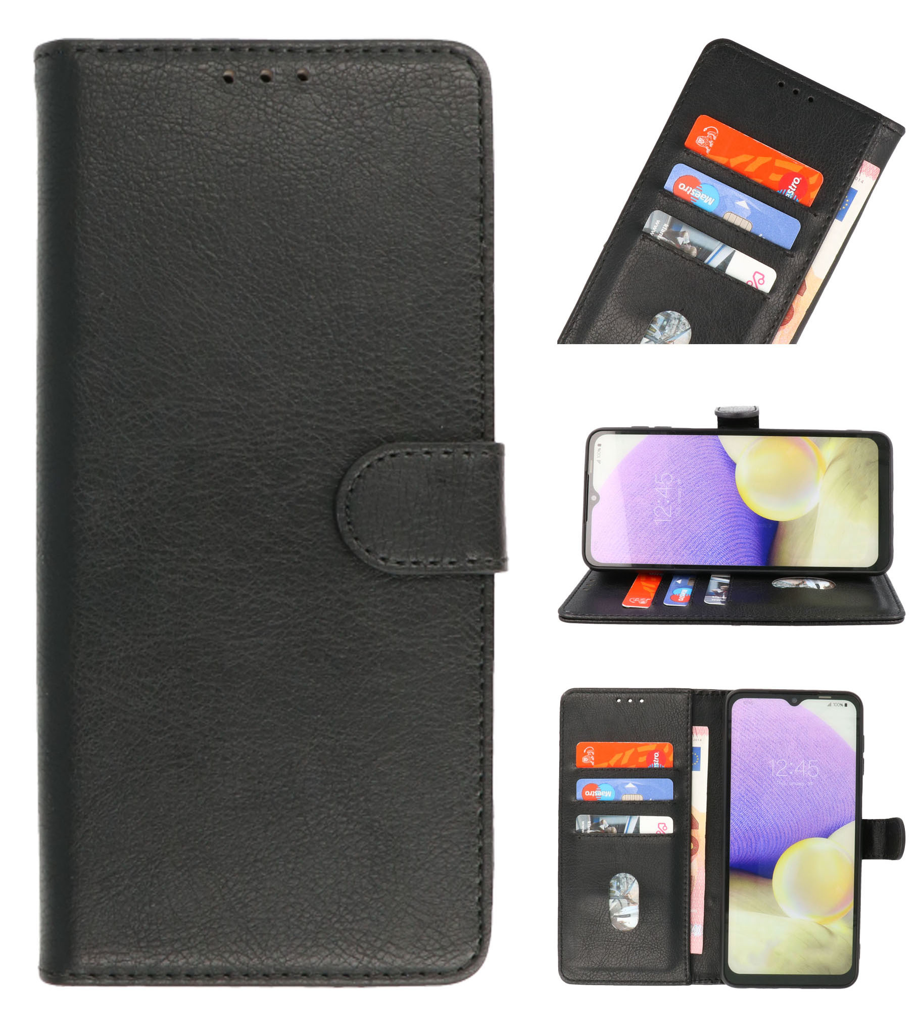 Bookstyle Wallet Cases Hülle für Samsung Galaxy A20e Schwarz