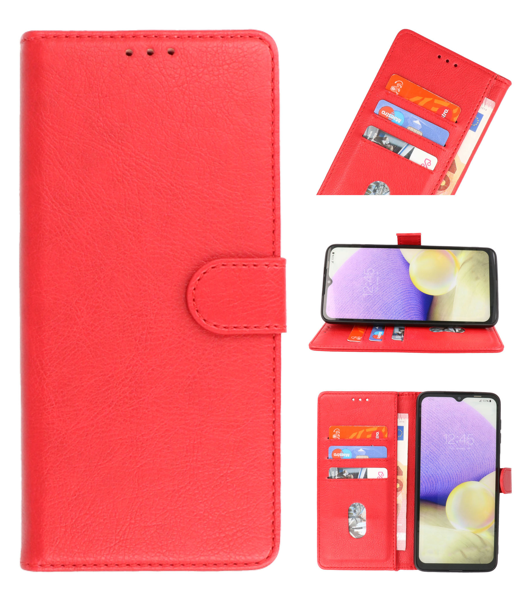 Bookstyle Tegnebog Etui til Samsung Galaxy A22 5G Rød