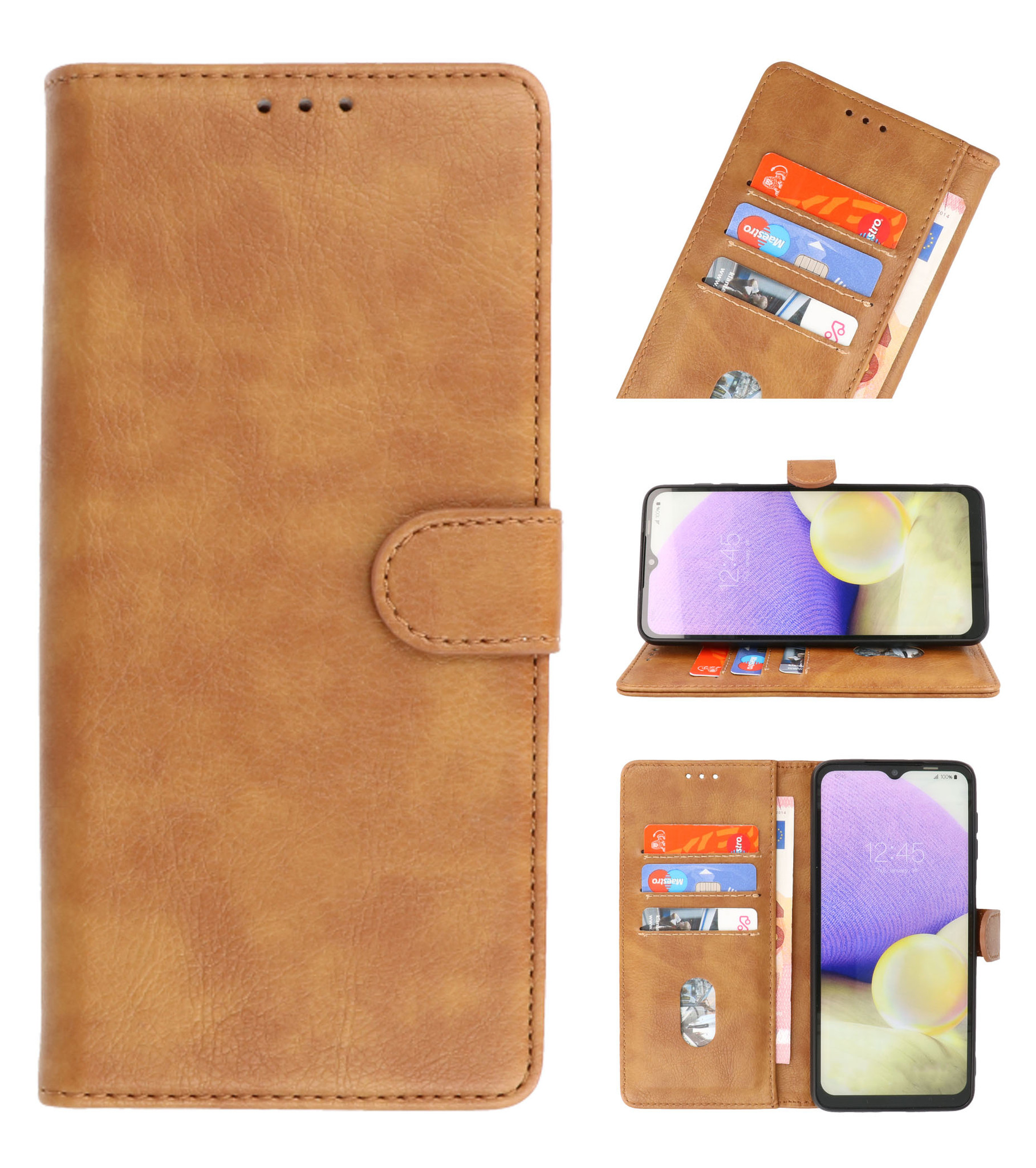 Etuis portefeuille Bookstyle Case pour Samsung Galaxy A70 Brown