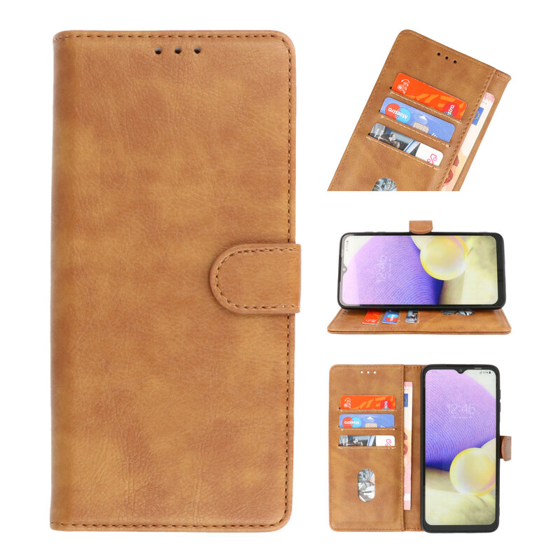 Custodie a portafoglio Bookstyle Custodia per Samsung Galaxy A22 4G Marrone