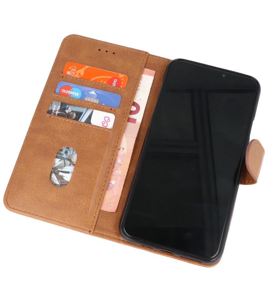 Bookstyle Wallet Cases Etui pour Samsung Galaxy A22 4G Marron