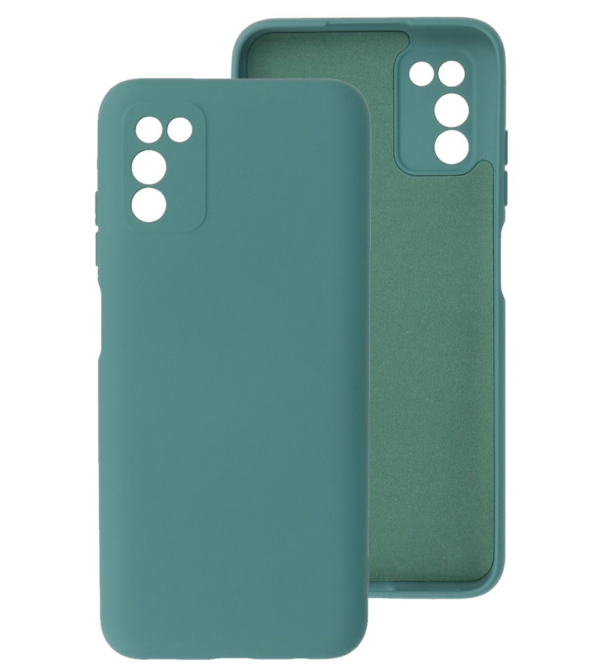 Carcasa de TPU de color de moda gruesa de 2.0 mm para Samsung Galaxy A03s verde oscuro