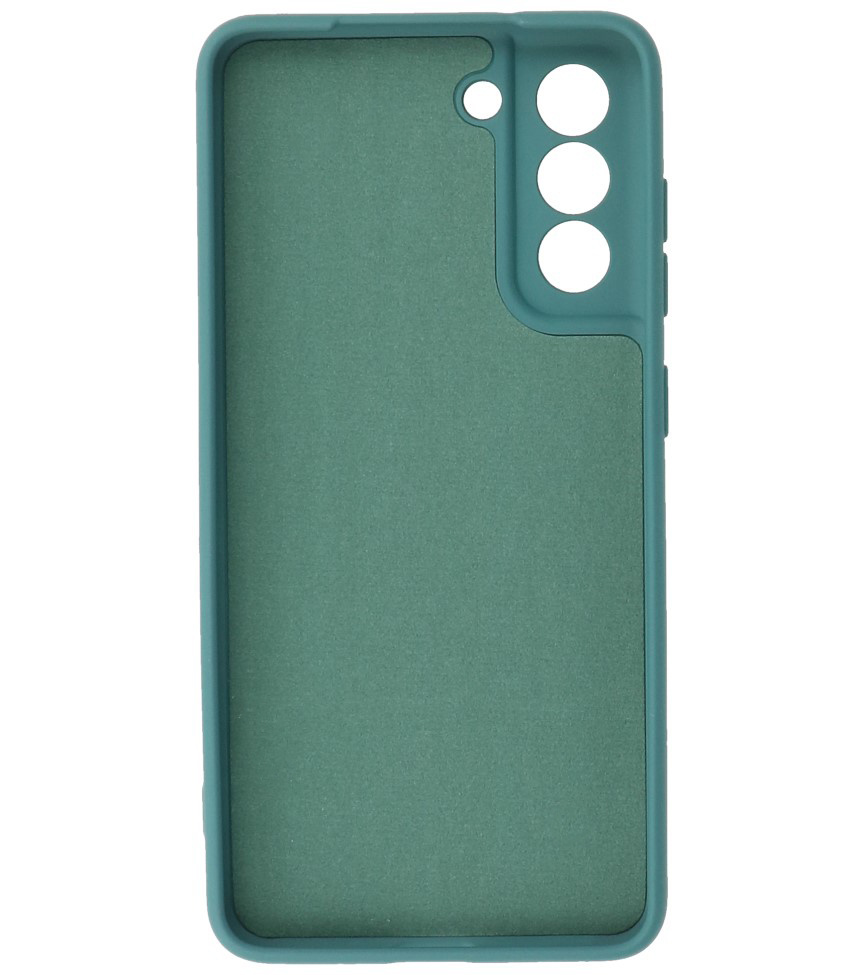 Carcasa de TPU de color de moda gruesa de 2.0 mm para Samsung Galaxy S21 FE verde oscuro