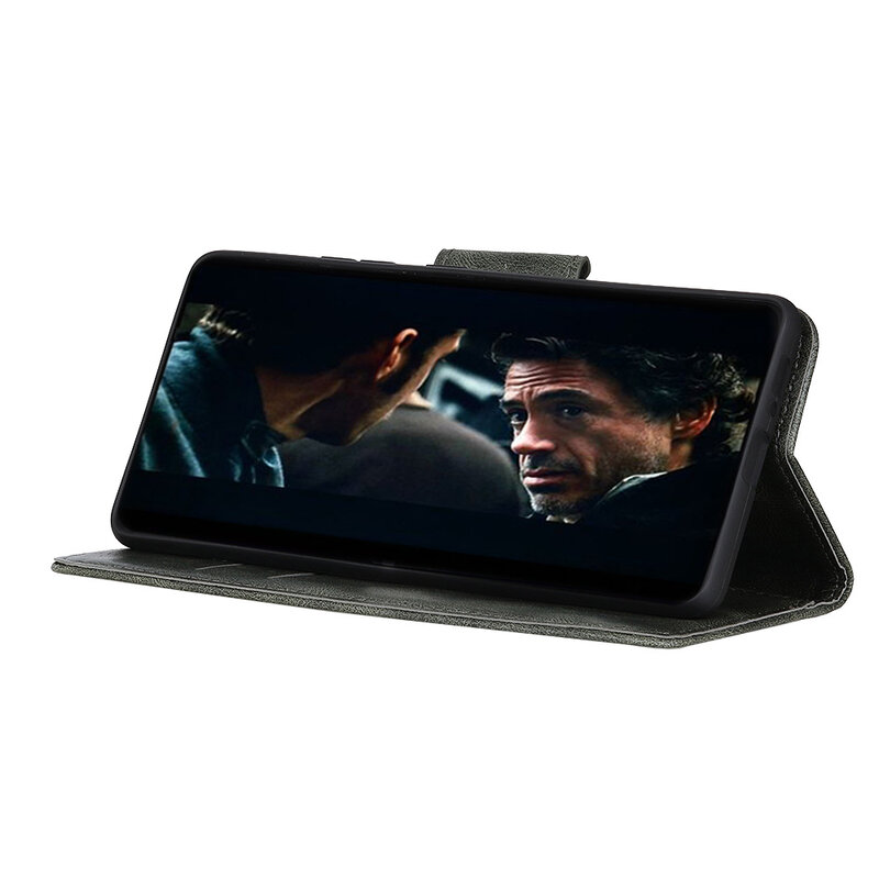 Pull Up PU Leder Bookstyle für Samsung Galaxy A03s Dunkelgrün