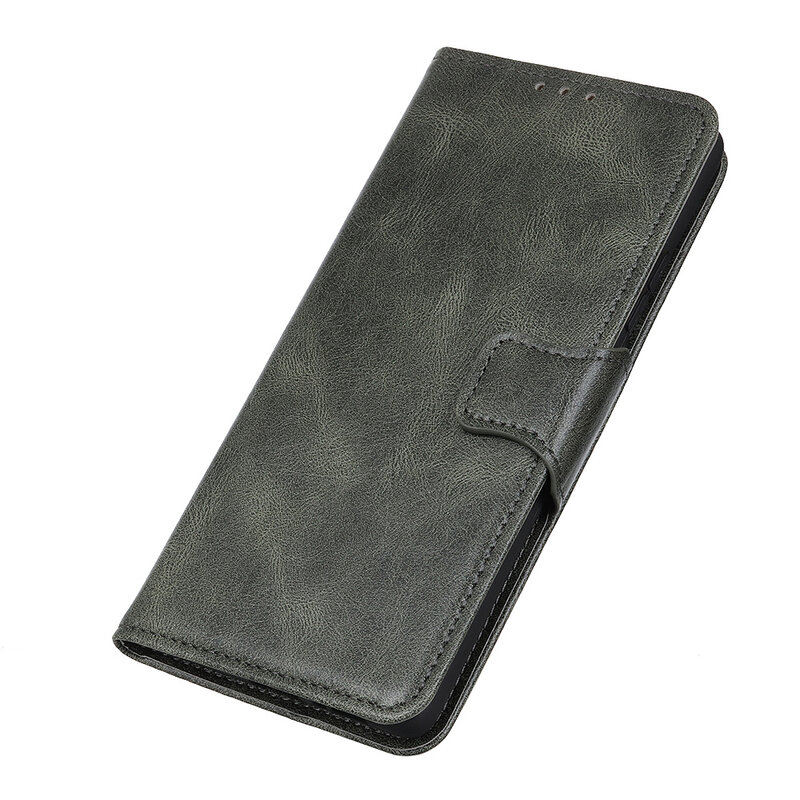 Pull Up PU Leder Bookstyle für Samsung Galaxy A03s Dunkelgrün