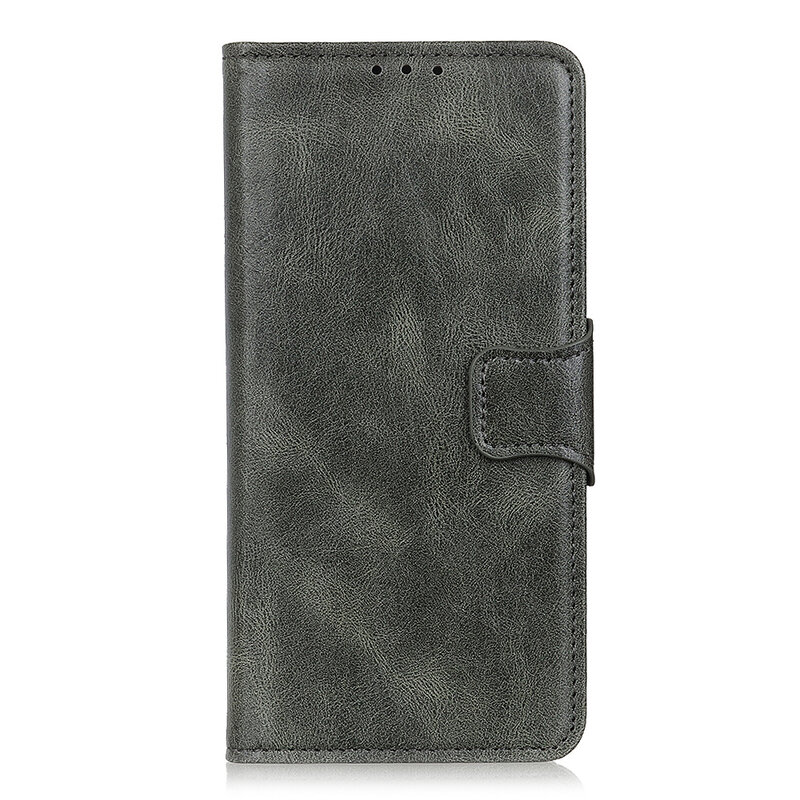 Pull Up PU Leder Bookstyle für Samsung Galaxy A03s Dunkelgrün