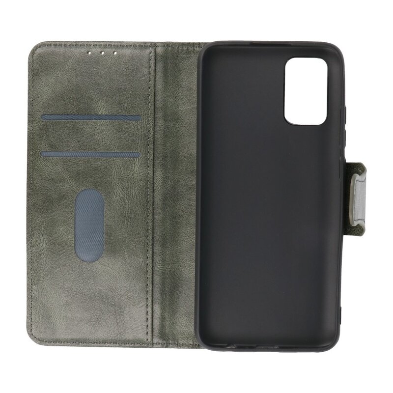 Pull Up PU Leder Bookstyle für Samsung Galaxy A03s Dunkelgrün