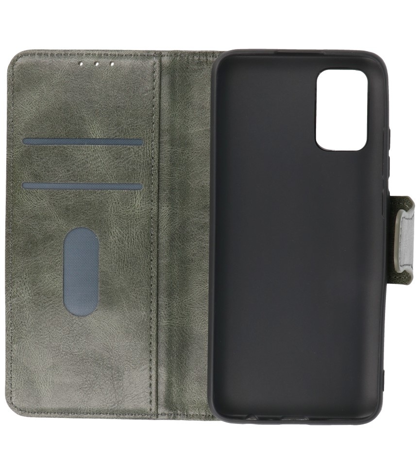 Pull Up PU Leather Bookstyle for Samsung Galaxy A03s Dark Green