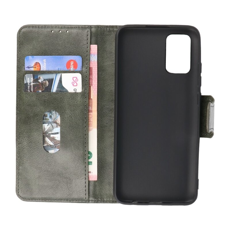 Pull Up PU Leder Bookstyle für Samsung Galaxy A03s Dunkelgrün