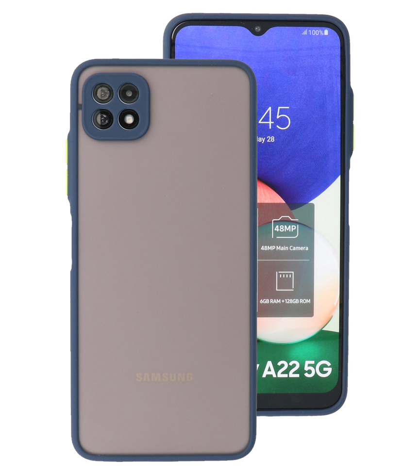 Custodia rigida con combinazione di colori Samsung Galaxy A22 5G blu