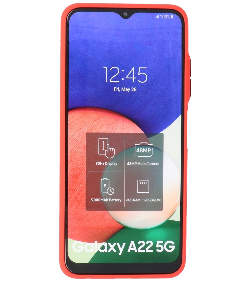Estuche rígido con combinación de colores Samsung Galaxy A22 5G Rojo