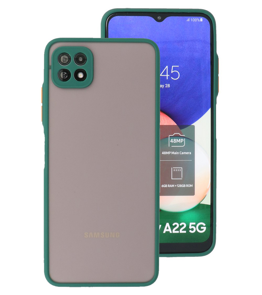 Custodia rigida con combinazione di colori Samsung Galaxy A22 5G verde scuro
