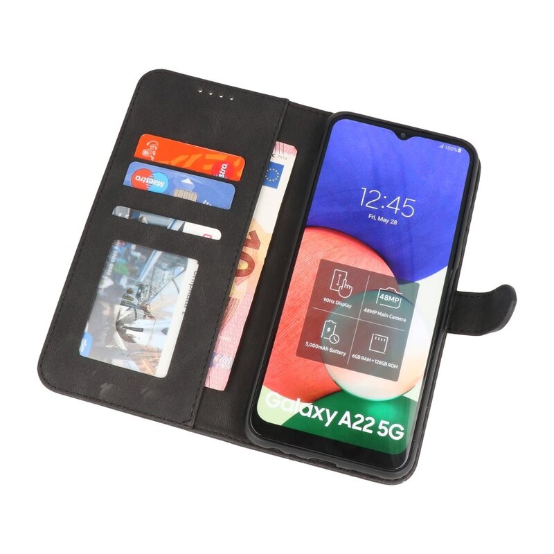 Etui portefeuille Etui pour Samsung Galaxy A22 5G Noir