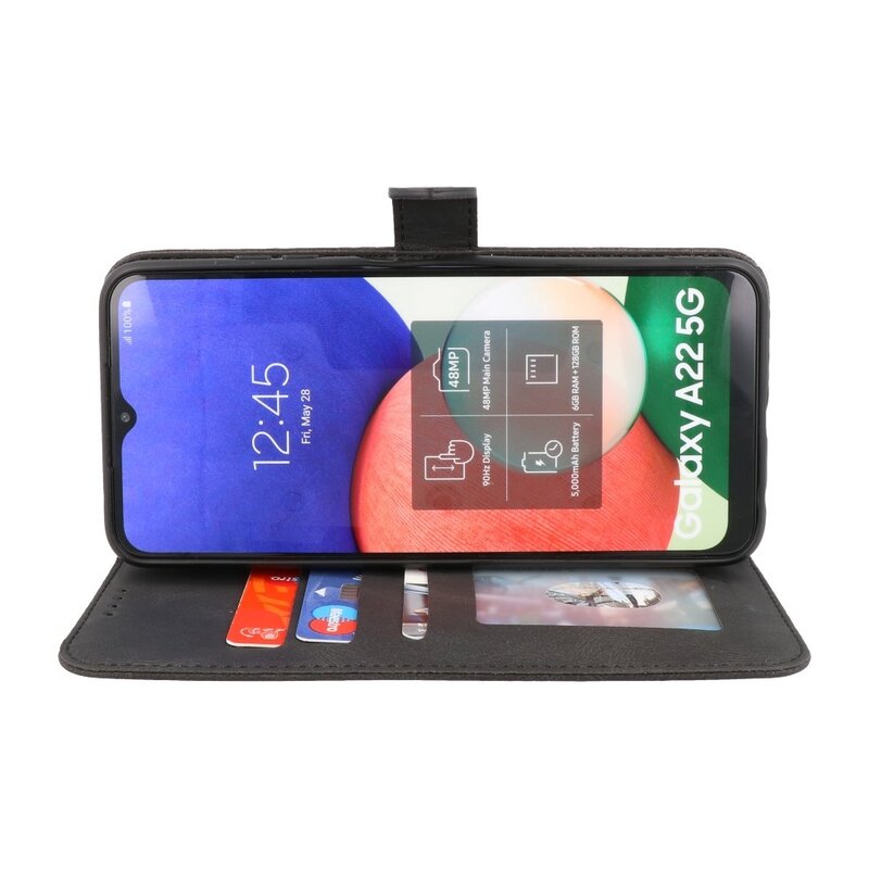 Estuche tipo billetera para Samsung Galaxy A22 5G Negro