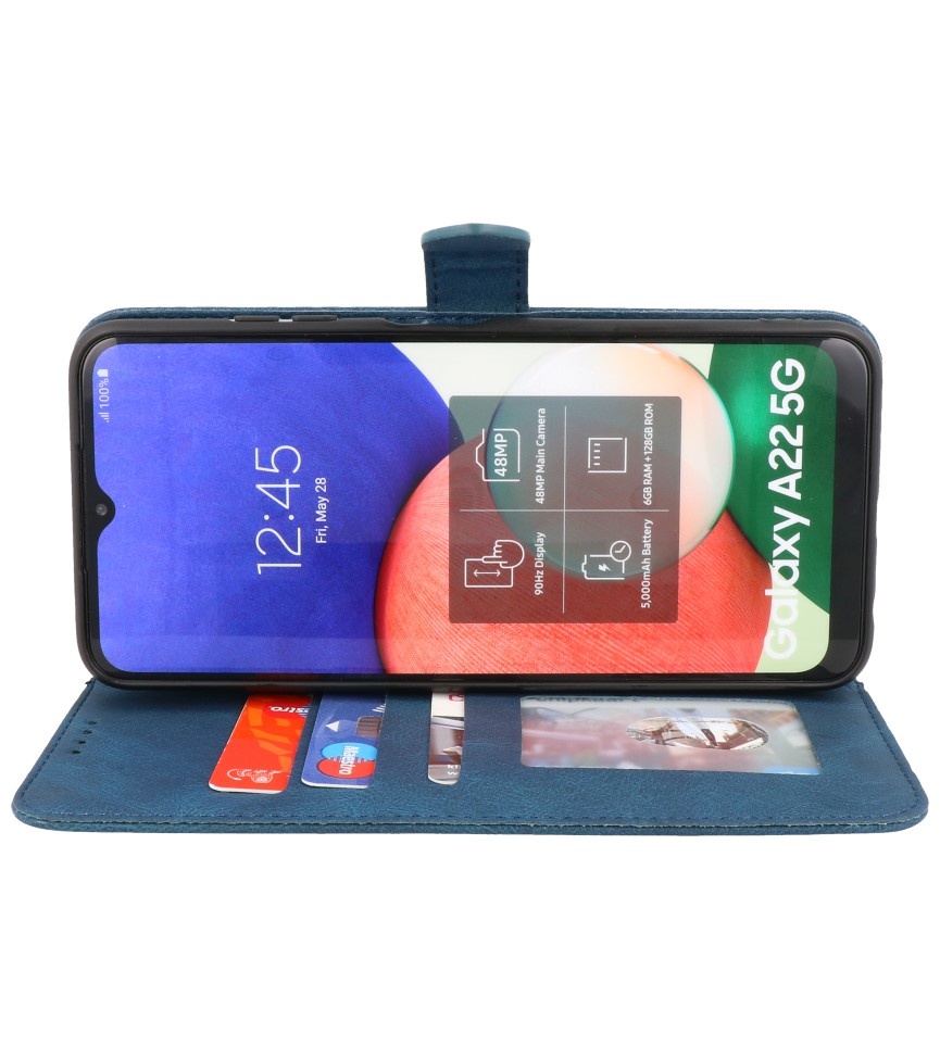 Wallet Cases Case for Samsung Galaxy A22 5G Blue