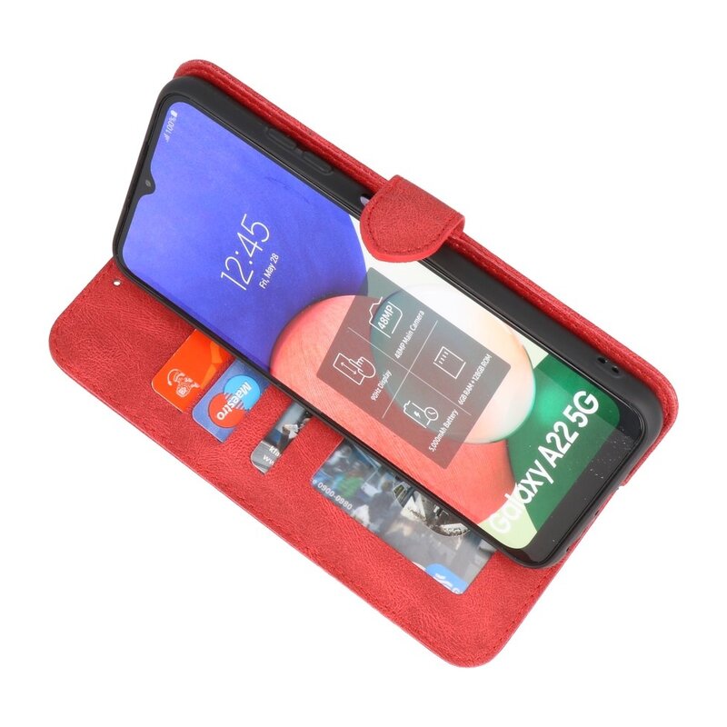 Wallet Cases Cover for Samsung Galaxy A22 5G Red