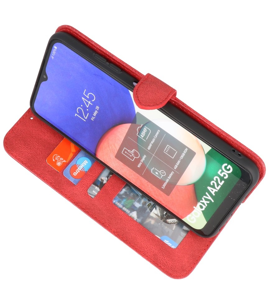 Etui portefeuille pour Samsung Galaxy A22 5G Rouge