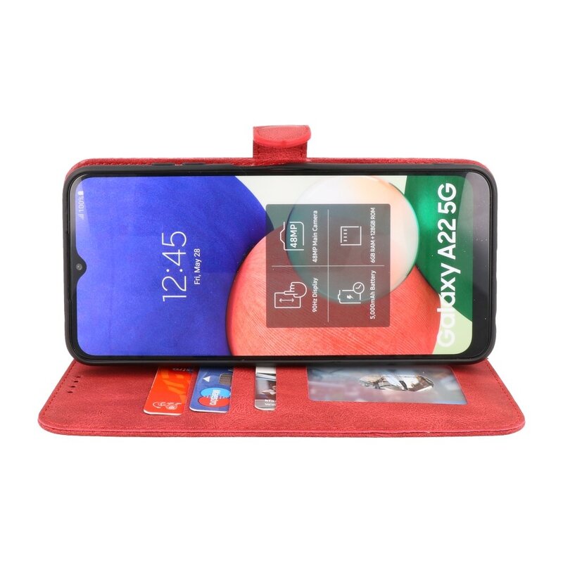Wallet Cases Hoesje voor Samsung Galaxy A22 5G Rood