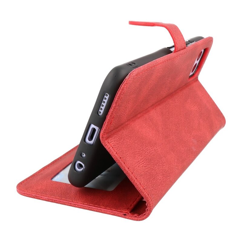 Wallet Cases Hoesje voor Samsung Galaxy A22 5G Rood