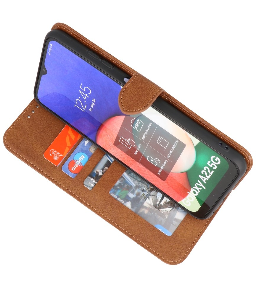 Wallet Cases Hoesje voor Samsung Galaxy A22 5G Bruin