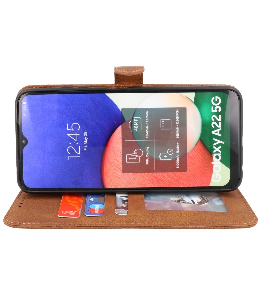 Wallet Cases Hoesje voor Samsung Galaxy A22 5G Bruin