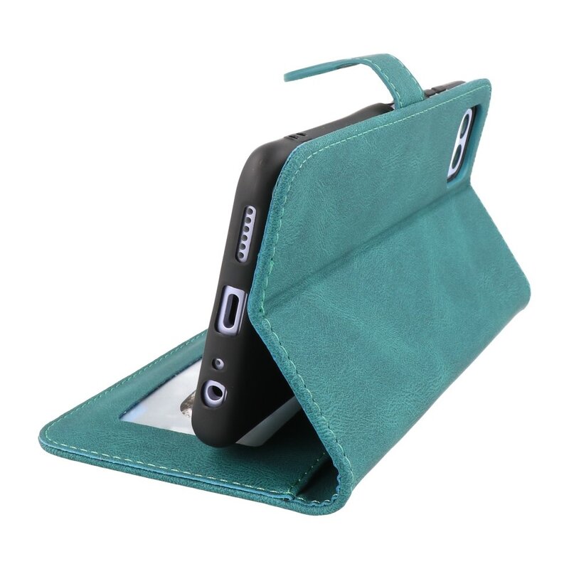 Wallet Cases Hoesje voor Samsung Galaxy A22 5G Donker Groen