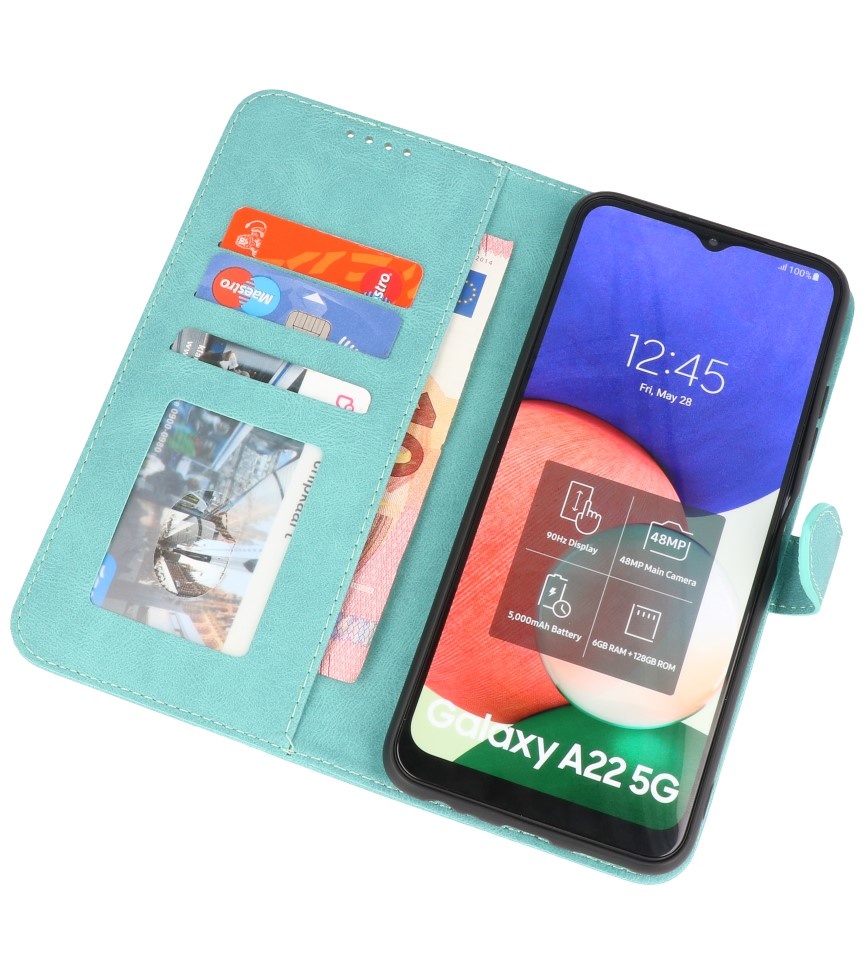 Wallet Cases Hülle für Samsung Galaxy A22 5G Türkis