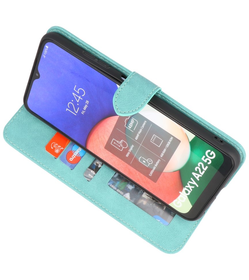 Estuche tipo billetera para Samsung Galaxy A22 5G Turquesa
