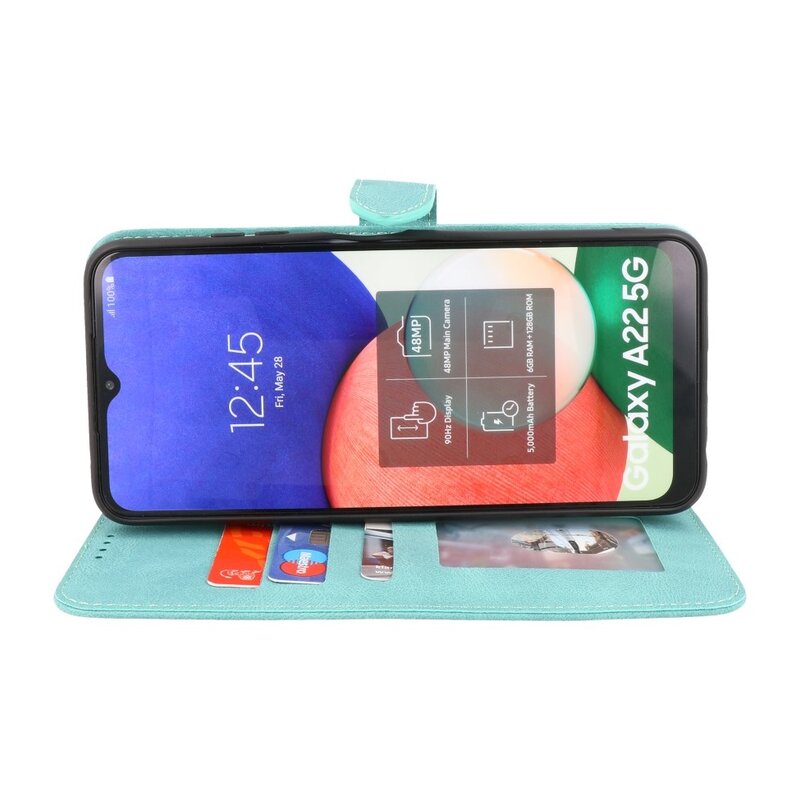 Custodia a portafoglio Custodia per Samsung Galaxy A22 5G Turchese