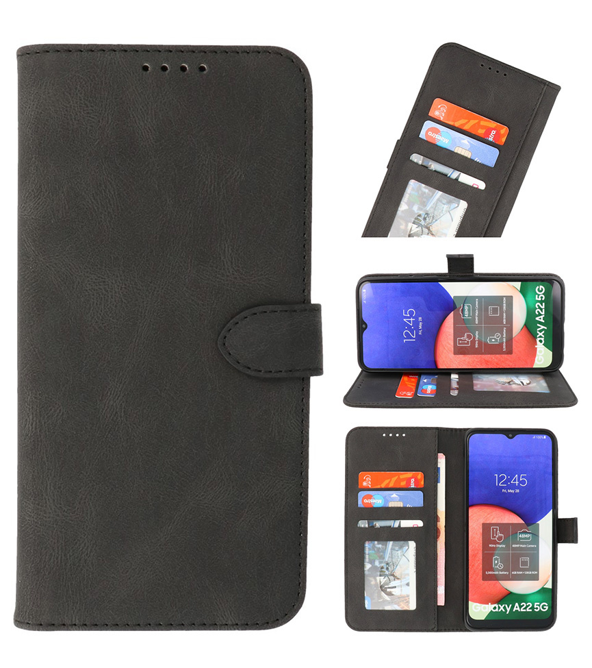 Hoesjes geschikt voor Samsung Wallet Cases Case for Samsung Galaxy A22 5G Black